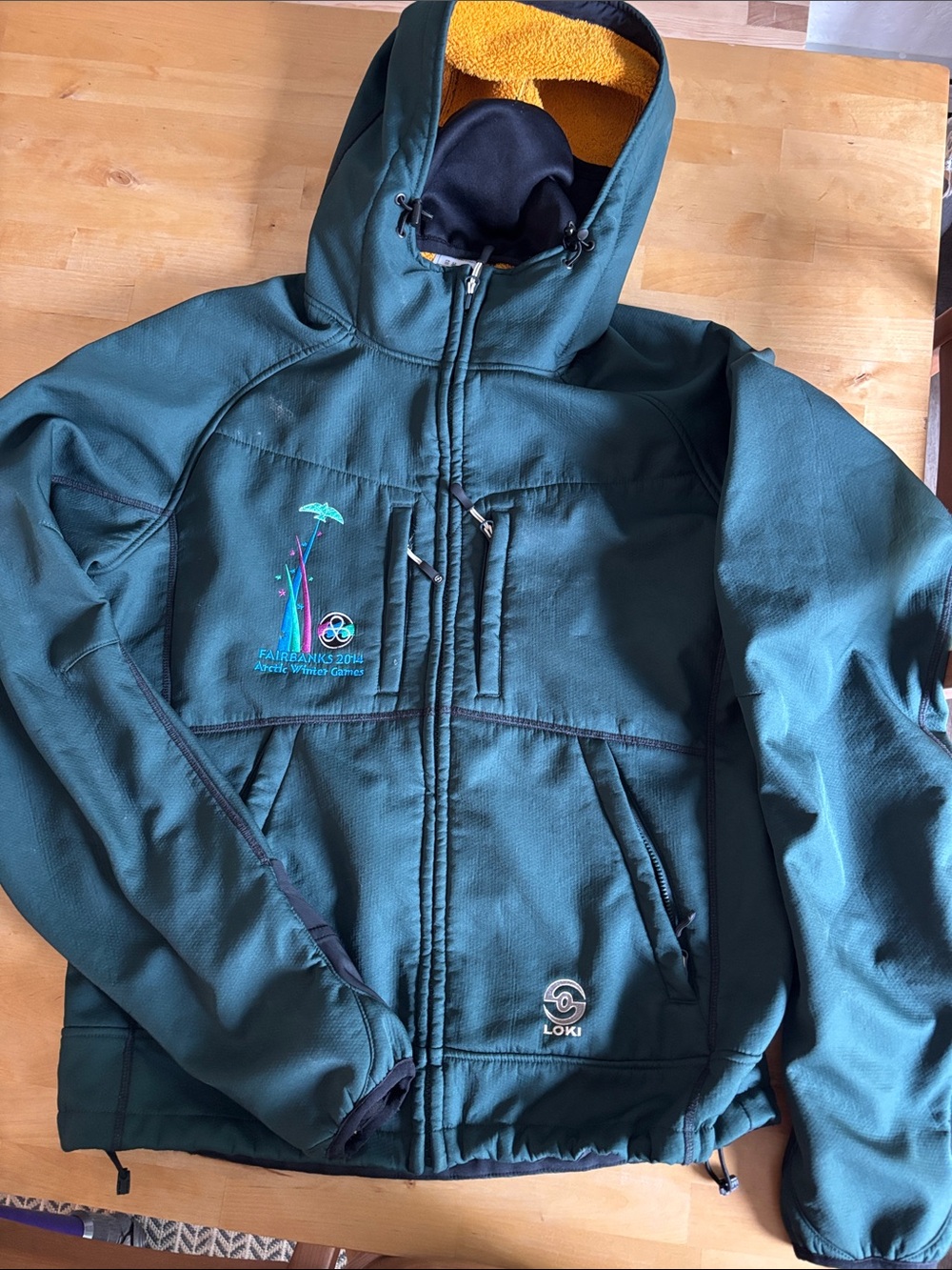 Lokai Green and Yellow Hooded Performance Jacket